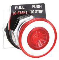 SCHNEIDER Mushroom Head Push Button: Red, 30 mm Mounting Size, Metallic, Maintained (MPN 9001KR9R). Key specifications — Brand: SCHNEIDER; Action: Maintained; Legend: Push to Stop; Series: 9001K; Push Button Material Type: Metallic.