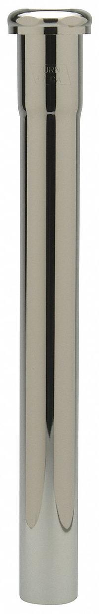 ZURN Extension: Brass, Chrome, Silver, 1 1/4 in Nominal Pipe Size, 12 in Overall Lg, Slip (MPN ZR7176N-12-PC). Key specifications — Finish: Chrome; Includes: Nut; Brand: ZURN; Connection Type: Slip.