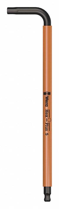 WERA Hex Key: 1 Ball Ends, 5 mm Tip Size, Metric, Long, Alloy Steel, Black Oxide, L, 2 Tips (MPN 05022610001). Key specifications — attr1205521: WERA; attr1205526: Black Oxide.