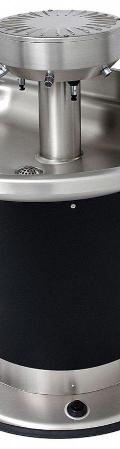 ACORN Wash Fountain: Black/Silver, Stainless Steel, Semi-Circular, 32 in Overall Wd, P-Trap Drain (MPN 3544-2-F-DV-VPB-MXTP). Key specifications — Bowl Shape: Semi-Circular; Drain Type: P-Trap; Color: Black/Silver; Brand: ACORN; Series: 3543; Sink Material: Stainless Steel; ADA Compliant: Not ADA Compliant.