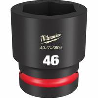 MILWAUKEE Standard Impact Socket: 1 in Drive Size, Metric, 46 mm Socket Size, 6-Point, Std, Friction (MPN 49-66-6606). Key specifications — attr1215501: MILWAUKEE; attr1215515: Black Phosphate; attr1215518: 46 mm.