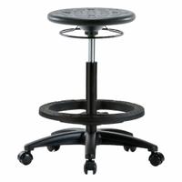 Stool: Polyurethane, Ht Range 22 in to 32 in, 13 in Seat Wd, 13 in Seat Dp, 0 Glides, 5 Casters (MPN IPHBSO-RG-BF-RC-BLK). Key specifications — Brand: APPROVED VENDOR; Foot Support: Yes; Base Material: Fiberglass; ESD-Safe: Not ESD Safe; Number of Casters: 5.