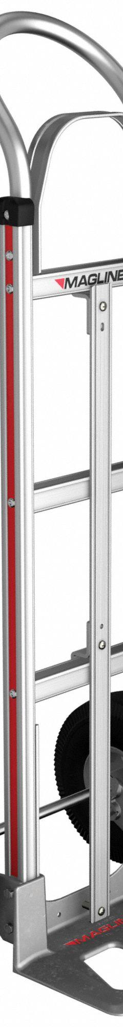 MAGLINER General Purpose Hand Truck: 500 lb, Flow-Back, Silver, Aluminum, Pneumatic, 48 in Handle Ht (MPN HMK112AA4-V). Key specifications — Brand: MAGLINER.
