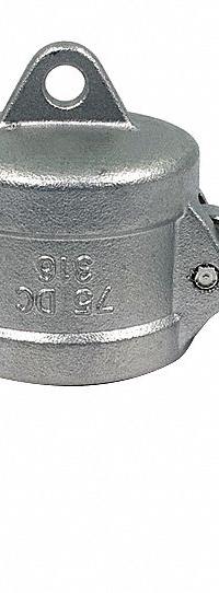 Dust Cap: 3/4 in Coupling Size, 250 psi Max. Working Pressure @ 70 F, 1 13/16 in Overall Lg, Nitrile (MPN PLE160). Key specifications — Gasket Material: Nitrile; Includes Locking Arm: Yes; Body Material: 316 Stainless Steel; Brand: APPROVED VENDOR.