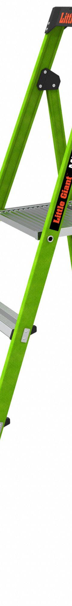 LITTLE GIANT Platform Stepladder: 6 ft Ladder Size, Fiberglass, 375 lb Load Capacity, 23 lb Wt (MPN 15406-001). Key specifications — Brand: LITTLE GIANT; Included Features: Comfort Top Step.