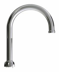 CHICAGO FAUCETS Spout: Spout, Gooseneck, Swivel Spout, Brass, Polished Chrome, 1.5 gpm Flow Rate (MPN GN2H8FCJKABCP). Key specifications — Includes: Mounting Hardware; Product Type: Spout; Spout Style: Swivel; Body Material: Brass; Color/Finish: Polished Chrome; Brand: CHICAGO FAUCETS.