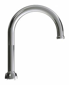 CHICAGO FAUCETS Spout: Spout, Gooseneck, Swivel Spout, Brass, Polished Chrome, 1.5 gpm Flow Rate (MPN GN2H8FCJKABCP). Key specifications — Includes: Mounting Hardware; Product Type: Spout; Spout Style: Swivel; Body Material: Brass; Color/Finish: Polished Chrome; Brand: CHICAGO FAUCETS.