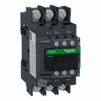 SCHNEIDER IEC contactor: Non-Reversing, 3 Poles, 3NO Contacts, 40 A, 24V DC Coil (MPN LC1D40A6BBE). Key specifications — Brand: SCHNEIDER; Integrated Surge Suppression: No.