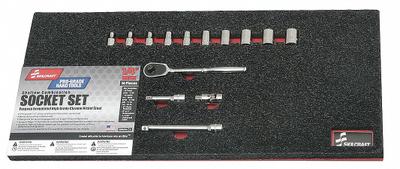 ABILITY ONE Socket Wrench Set: 1/4 in Drive, 14 Piece, 12-Point, SAE - SAE Socket Sets with Drive Tools