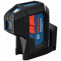 BOSCH Dot Laser: 0 Lines and 3 Dots, Green Beam, 0 Planes, 100 - 200 ft Range w/o detector, 0 Lines (MPN GPL100-30G). Key specifications — attr935979: AA; attr934757: BOSCH; attr936112: ±1/8 in @ 30 ft; attr936114: Electronic Self-Leveling; attr935981: Case.