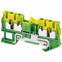 SCHNEIDER Terminal Block: DIN Rail Mounting Type, Push-In Wire Termination, 4 Wire Terminals (MPN NSYTRP24PE). Key specifications — Brand: SCHNEIDER; For Minimum Wire Size: 24 AWG.