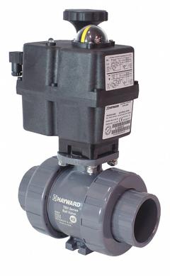 HAYWARD FLOW CONTROL Electrically Actuated Two-Way Ball Valve: 1 in, PVC, 24 to 265V AC/DC, Straight (MPN ECPTBH110STE). Key specifications — Actuator Features: Position Indicator; Brand: HAYWARD FLOW CONTROL.