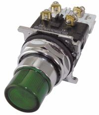 EATON Illuminated Push Button: Illuminated, Extended Profile, Metallic, 30 mm, 1NO/1NC (MPN 10250T397LGD2A-1). Key specifications — Brand: EATON; Action: Momentary; Series: 10250T; Push Button Material Type: Metallic.