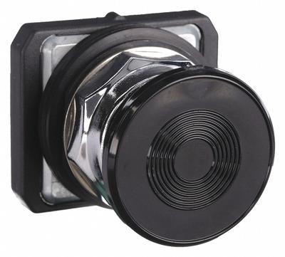 Dayton Mushroom Head Push Button: Black, 30 mm Mounting Size, Non-Metallic - Mushroom-Head Push-Button Operators