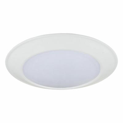LED Surface Mount Disk Light: 6 in Dia, White, 1 1/8 in Ht, 990 lm, 3000K, 14.4 W - Tapered Round Surface-Mount Downlights