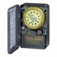 INTERMATIC Electromechanical Timer: 24 hr, 125V AC, SPDT, Mechanical (MPN T1975). Key specifications — Body Material: Metal; Indoor/Outdoor Usage: Indoor; Mounting Style: Surface; Brand: INTERMATIC.