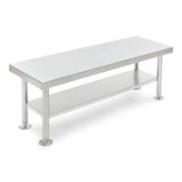 Gowning Bench: 16 in Overall Wd, 18 in Overall Ht, 4 ft Overall Lg, Stainless Steel, Silver, 18 in (MPN 4110SS). Key specifications — Brand: BLICKMAN; Countertop Material: Stainless Steel; Height Range: 18 in.