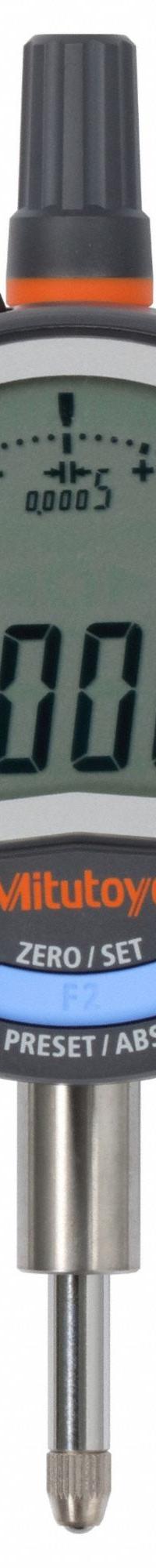 MITUTOYO Digital Indicator w/Calibration: 0 in to 0.5 in /0 in to 12.7 mm, Inch/Metric, IP42 (MPN 543-712-02CAL). Key specifications — attr1184065: MITUTOYO; attr1184072: +/- 0.001 in; attr1184084: 2.32 in.