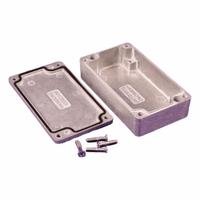 HAMMOND Enclosure: Die-Cast Aluminum, 4 in x 2 in x 1 in, NEMA 1/12/13/4/4X, Solid Cover, Screw On (MPN 1550Z106). Key specifications — Brand: HAMMOND; Closure Method: Screws; Enclosure Material: Die-Cast Aluminum; Knockouts: Not Included.
