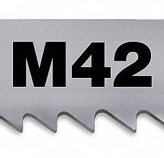 MORSE Band Saw Blade: Bi-Metal, M42, 11 ft 3 in, Variable Cutting Edge, 1 in Blade Wd, 10/14, M42 (MPN ZWEG083C1014M42-11' 3"). Key specifications — attr1211722: 11 ft 3 in; attr1099499: 10/14.