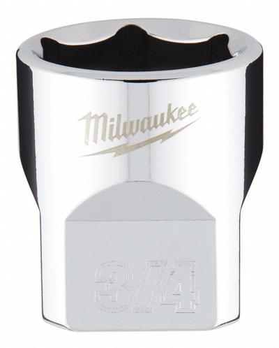 MILWAUKEE Standard Socket: SAE, 3/8 in Drive Size, 3/4 in Socket Size, 6-Point, Std - Anti-Roll Hand Sockets