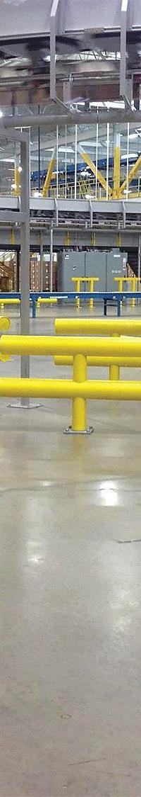 APPROVED VENDOR Guard Rail System: Straight, 42 in Top Rail Ht, 1 in Mounting Hole Dia, Guardrail (MPN SGR-2-048-42-P). Key specifications — Color: Yellow; Material: HDPE; Rail Mounting Style: Floor Mounted; Includes Mid-Rail: Mid-Rail Included.
