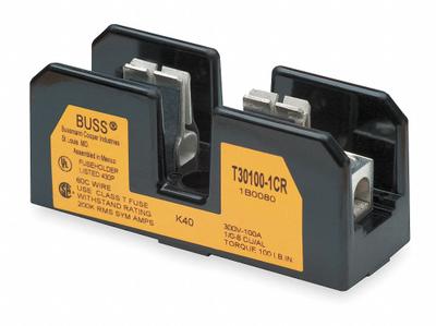 BUSSMANN Fuse Block: Open Block Design, 3 Pole, 300 V AC, Box Lug - Fuse Blocks for UL Class T Fuses