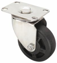 APPROVED VENDOR Plate Caster: Swivel, No Brake, Nylon, 4 in Wheel Dia., 1 1/4 in Wheel Wd, Slot (MPN P12SX-HNG040G-12). Key specifications — Brand: APPROVED VENDOR; Wheel/Tread Color: Black; Roll Up: Swivel.