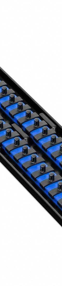 ERNST MANUFACTURING Socket Organizer: Blue, 3 5/8 in Overall Wd, 44 Posts/Slots, Sockets (MPN 8455). Key specifications — attr1125333: (44) Socket Clips; attr1125346: ERNST MANUFACTURING; attr1125347: Blue; attr1136588: Sockets; attr1125364: Socket Bit Tray.