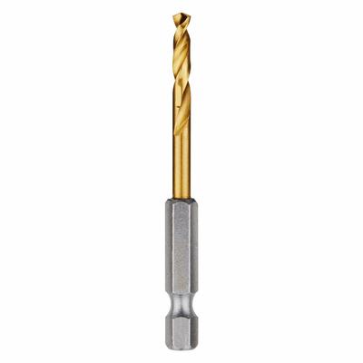 MILWAUKEE Hex Shank Drill Bit: 5/32", 135° Split Point, TiN-Coated HSS - Milwaukee Shockwave Impact Duty Drill Bits