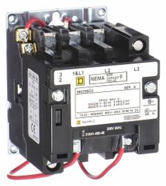 SQUARE D NEMA Magnetic Contactor: Non-Reversing, 3 Poles, NEMA Size 0, 18 A, 208V AC (MPN 8502SBO2V08). Key specifications — Brand: SQUARE D.