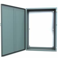 HAMMOND Electrical Enclosure: Steel, 42 in x 30 in x 12 in, NEMA 12/13, w/Panel, Solid Cover, Hinged (MPN 1418O12). Key specifications — Brand: HAMMOND; Closure Method: Clamps; Knockouts: Not Included.