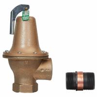 WATTS Relief Valve: FNPTF x FNPTF, 2 in x 2 in, Bronze, 150 psi Max. Op Pressure (MPN 2 174A 030 FS). Key specifications — Brand: WATTS.