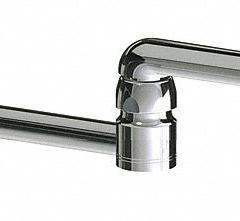 CHICAGO FAUCETS Spout: Spout, Double-Joint, Double Jointed/Swivel Spout, Brass, Polished Chrome (MPN DJ13LEOJKAB). Key specifications — Includes: Mounting Hardware; Product Type: Spout; Spout Style: Double Jointed/Swivel; Body Material: Brass; Color/Finish: Polished Chrome; Brand: CHICAGO FAUCETS.
