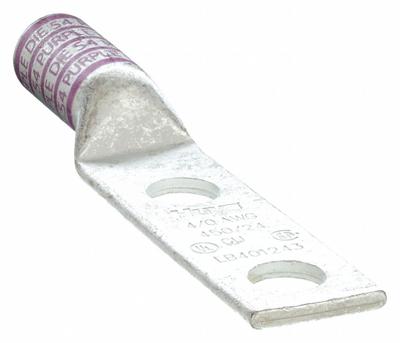 APPROVED VENDOR Compression Lug: For 4/0 AWG, Stranded Wire, 1/2 in Stud Size, Long - Two-Hole Compression Lugs