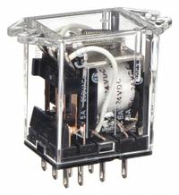 OMRON Flange Mount Relay: Surface (Top Flange) Mounted, 5 A Current Rating, 24V DC, 3PDT (MPN MY3F-DC24). Key specifications — Brand: OMRON; Base Type: Octal; Mounting Style: Top Flange; Electrical Connection: Plug-In Terminal; Manufacturer Part Number: MY3F-DC24; Operating Current: 5 A at 24V DC (Resistive Load); Series: MY Series.
