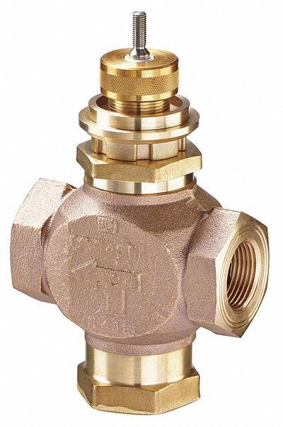 JOHNSON CONTROLS Hydronic Globe Valve: 3-Way, 28.9 CV Flow, 1 1/2 in Female NPT, Bronze Body - 3-Way NPT Connection Globe Valves