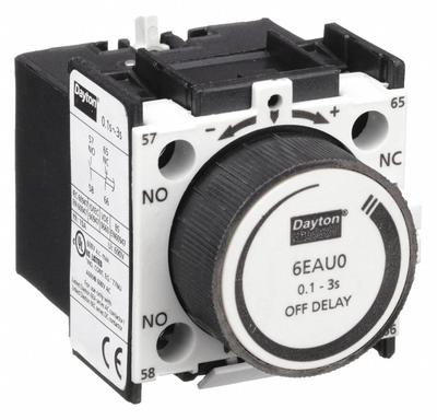 Dayton Timer Module: Off Delay, 0.1 sec – 3 sec - Front-Mounted IEC Delay Timers