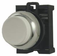 EATON Extended Push Button: 22 mm Mounting Size, Metallic, Maintained (MPN M22M-DRH-W). Key specifications — Brand: EATON; Action: Maintained; Series: M22; Push Button Material Type: Metallic.