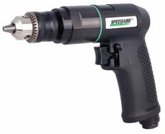 SPEEDAIRE Air-Powered Drill: 3/8 in Chuck, Medium Duty, 1,800 RPM, 0.5 hp, Keyed, Reversible (MPN 21AA70). Key specifications — attr1320790: SPEEDAIRE.