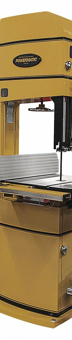 POWERMATIC Band Saw: Vertical, 230/460V AC, 18 in Throat Dp - Vertical, 2,300 to 4,400 SFPM, 3 Phase (MPN PM1800B-3). Key specifications — attr313141: 2,300 to 4,400 SFPM; attr313142: 10° Left to 45° Right; attr313144: 3; attr313145: Vertical; attr325087: POWERMATIC.