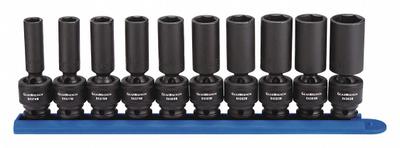 GEARWRENCH Socket Set: 3/8 in Drive Size, 10 mm to 19 mm Socket Size Range, Manganese Phosphate - SAE Impact Socket Sets