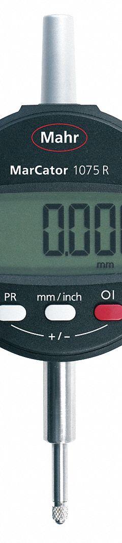 MAHR Digital Indicator: 0 in to 0.5 in /0.001 mm to 12.7 mm, Inch/Metric, 0.015 mm Accuracy, IP52 (MPN 4336020). Key specifications — attr1184065: MAHR; attr1184072: 0.015 mm; attr1184084: 58 mm.