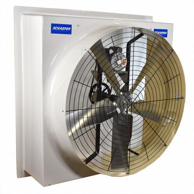 SCHAEFER Exhaust Fan: Belt Drive, 48 in Blade, 1 hp, Totally Enclosed Air Over, 23,391 cfm - Belt-Drive Slant-Wall Exhaust Fans