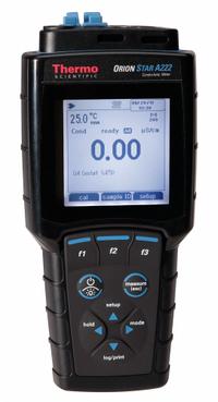THERMO SCIENTIFIC Conductivity Meter: Conductivity/Salinity/Temp/Total Dissolved Solids, 3,000 mS/cm (MPN STARA2220). Key specifications — Manufacturer Part Number: STARA2220; Brand: THERMO SCIENTIFIC; Configured Test Parameters: Salinity; Test Parameters: Salinity; Reagents and Solutions Included: Reagents Sold Separately; Product Type: Conductivity Meter; Automatic Temperature Compensation Included: Automatic; Conductivity Accuracy: 0.5% of Reading ±1 Digit.