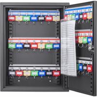 Key Box: 42 Key Capacity, Single Key Lock, Steel, Black, 13 3/4 in Ht, 10 5/8 in Wd, 3 1/8 in Dp (MPN CB13232). Key specifications — Brand: BARSKA; Finish: Matte; Includes Key Tags: Includes Key Tags; Includes Mounting Hardware: Mounting Hardware Included; Color: Black; Mounting Location: Wall; Material: Steel.