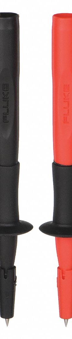 FLUKE Test Probe: CAT II 1000V, Std Probe, 4 3/4 in Lg, Stainless Steel, Black/Red, 1,000 V Max Volt (MPN Fluke-TP220). Key specifications — Color: Black/Red; Brand: FLUKE.
