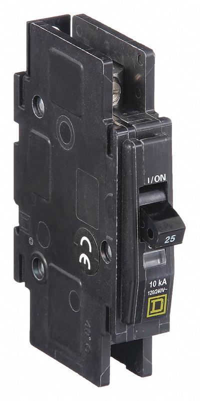 SQUARE D Miniature Circuit Breaker: 25 A, 120/240V AC, Single Phase, 10kA at 120/240V AC - QOU Series, Unit-Mount Square D Miniature Circuit Breakers