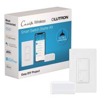 LUTRON In-Wall Smart Switch Kit: Smart Switch Starter Kit, Fluorescent/Halogen/Incandescent/LED (MPN P-BDG-PKG1WS). Key specifications — Includes: Smart Bridge; Product Type: Smart Switch Starter Kit; Brand: LUTRON; Manufacturer Part Number: P-BDG-PKG1WS; Color: White; Compatible with Brand: Lutron; Lighting Technology: Fluorescent.
