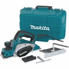 MAKITA Corded Hand Planer: Flat, 120V AC, 6.5 A, 3 1/4 in Blade Wd, 1/8 in Cutting Dp, 17,000 RPM (MPN KP0800K). Key specifications — attr216859: 120V AC; attr306455: Carbide; attr216833: MAKITA.